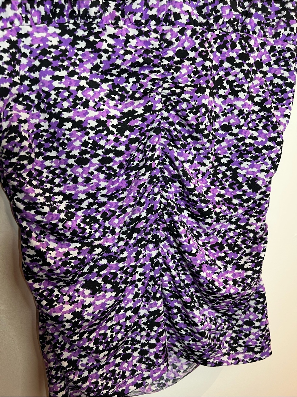 George Women's Medium Purple Patterned Ruched V-Neck Top - Picture 4 of 5